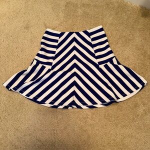 Love Riche Striped Navy and Off-White Women's Skirt Med Hidden Zipper Back Close